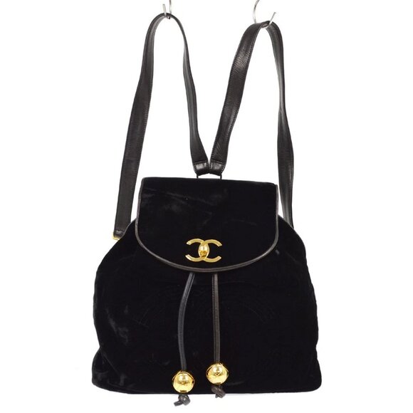 Chanel Black Velvet Lambskin Backpack - Picture 1 of 8